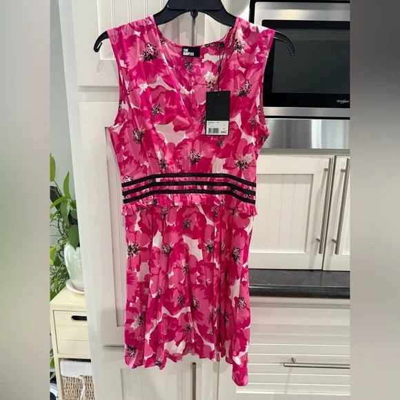 the kooples pink silk dress The Kooples 100% Silk Drawstring A-Line Dress M Pale Pink Barbiecore Flowy  *Read
